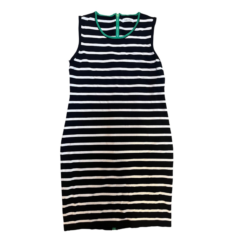 Calvin Klein Black and White Sheath Dress Sleeveless Crew Neck sz Small
